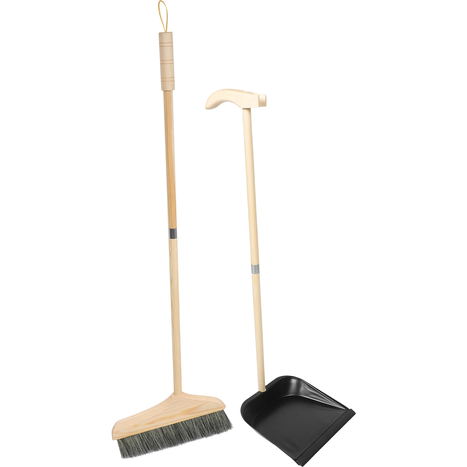 

Solid Wood Bristle Broom Dustpan Set Long Handle Black Hair Household Cleaning Supplies Durable Garbage Shovel Home Use