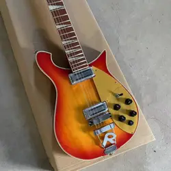 Neck Thru Body 660 Electric Guitar, 12 String Guitarra, Gold Pickguard, R Shape Bridge, Checkerboard Binding