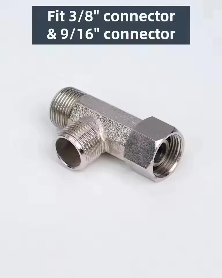 Brass 3 Way T Valve Adapter 3/8 1/2 9/16 7/8 Copper Connector Diverter for Bath Toilet Bidet Sprayer Shower Head Water Pipes