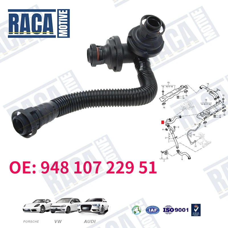 

For Porsche Cayenne 9PA 2002-2010 4.8t Turbo S Engine Crankcase Breather Hose 94810722951 948 107 229 51