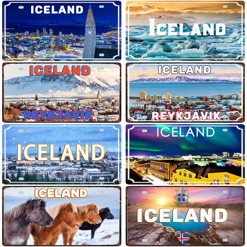 【YZFQ 】Iceland City Metal Tin Sign Reykjavik  Vintage Plate Tourist Souvenir For Wall Restaurant Bar Home Decor 30X15CM  JM-0013