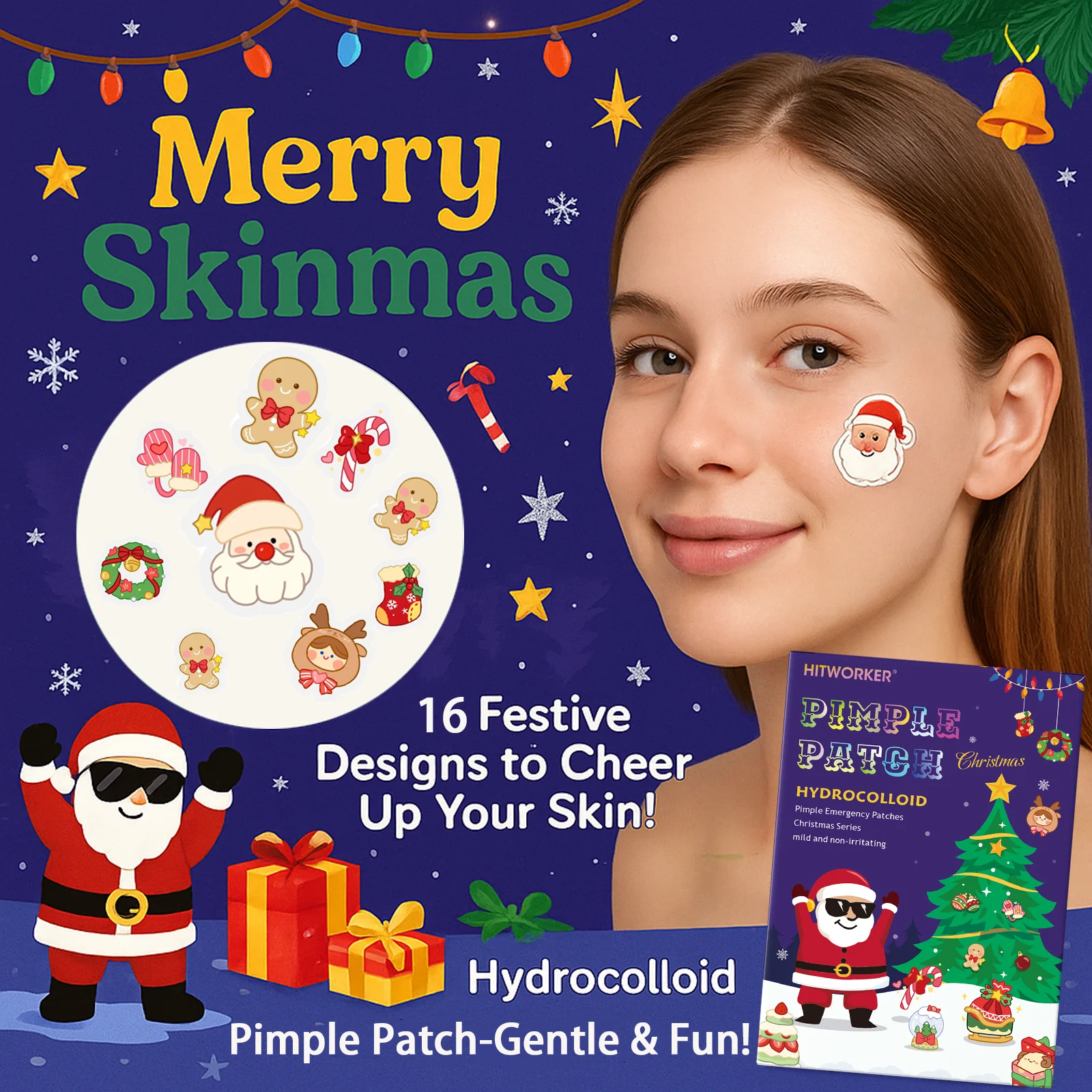 رقعة حب الشباب لطيفة على طراز عيد الميلاد 80/48 - خالية من الكحول، عديمة الرائحة، تغطية رفيعة للغاية، ضرورية لحفلات عيد الميلاد #5