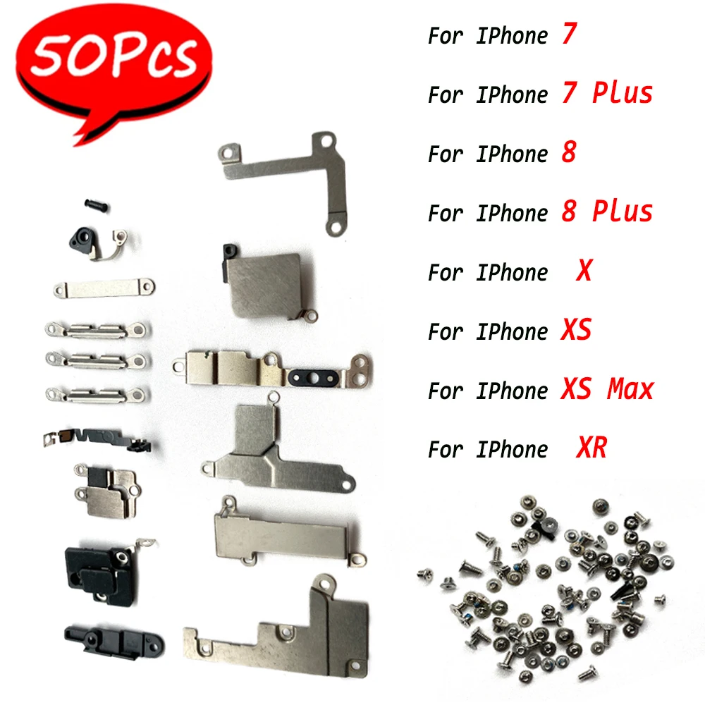 

50 шт., новинка для Iphone X XR XS Max 7 8 Plus, полный набор винтов, металлический внутренний кронштейн, запасные части, защитная пластина, крышка