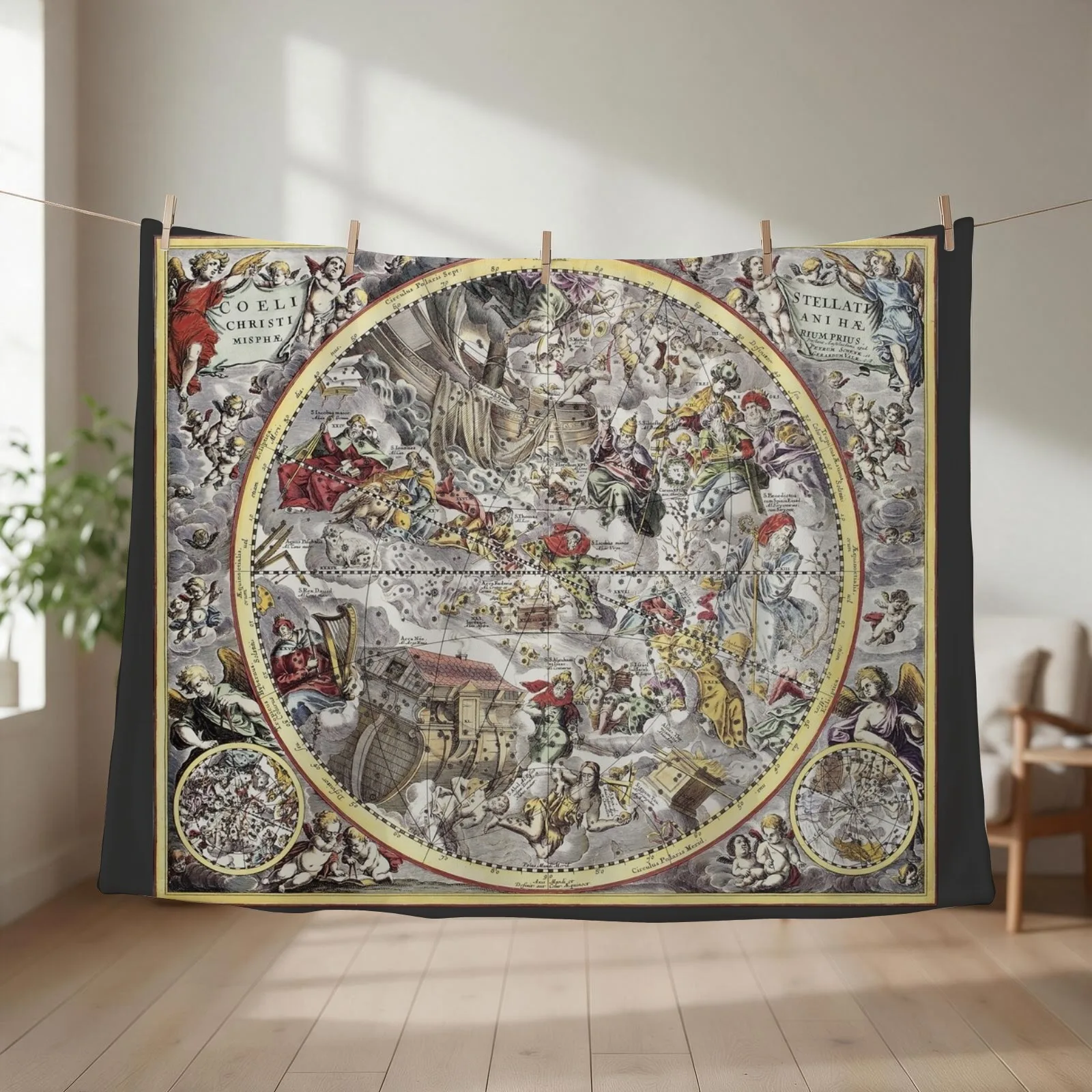 Andreas Cellarius Vintage Constellation Map Throw Blanket couch cozy soft plush fuzzy picnic outdoor blanket