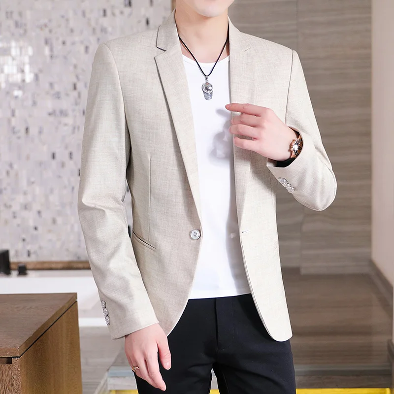 

Осенне-зимний новый мужской корейский стиль, модный, крутой и модный повседневный деловой маленький костюм, куртка, топ, одинарный костюм