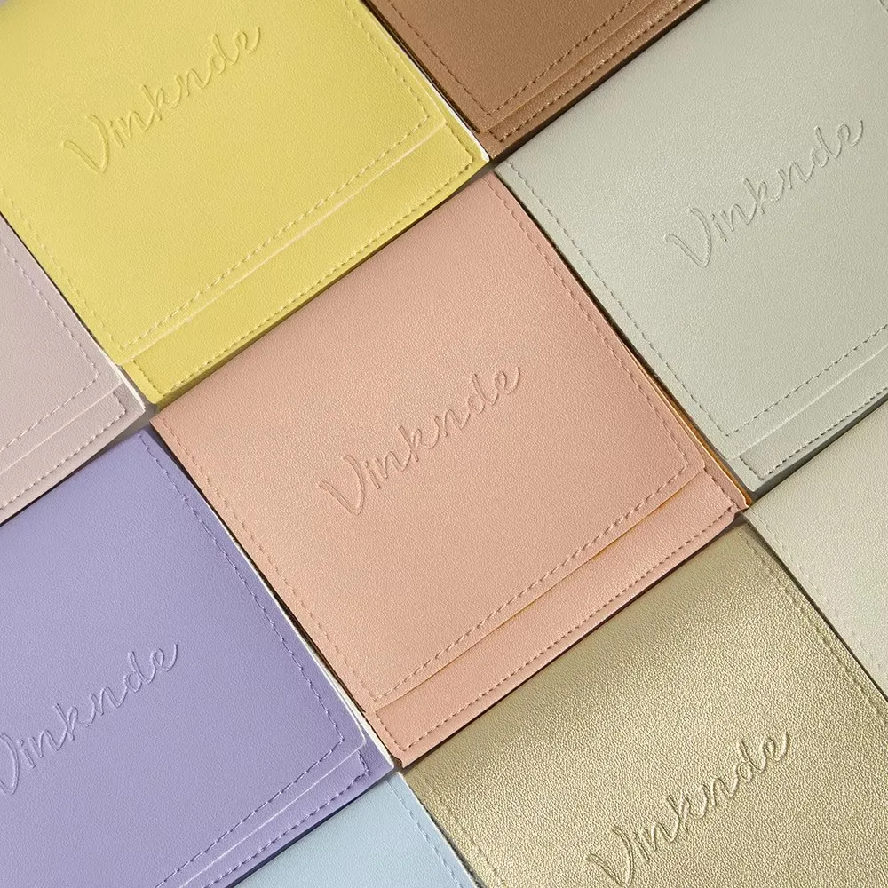 

50pcs Business Oriented Leather Card Holder Envelope Gift Bag for Jewelry Pin Brooch Package Ring Jewellery Portable Packaging