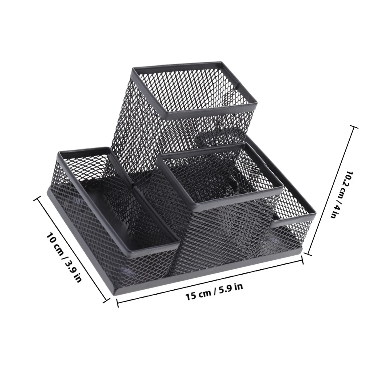 4 Compartment Iron Wire Mesh Pen Holder Metal Desk Organizer for Pens Cards Small Sundries Storage Stationery Container Home