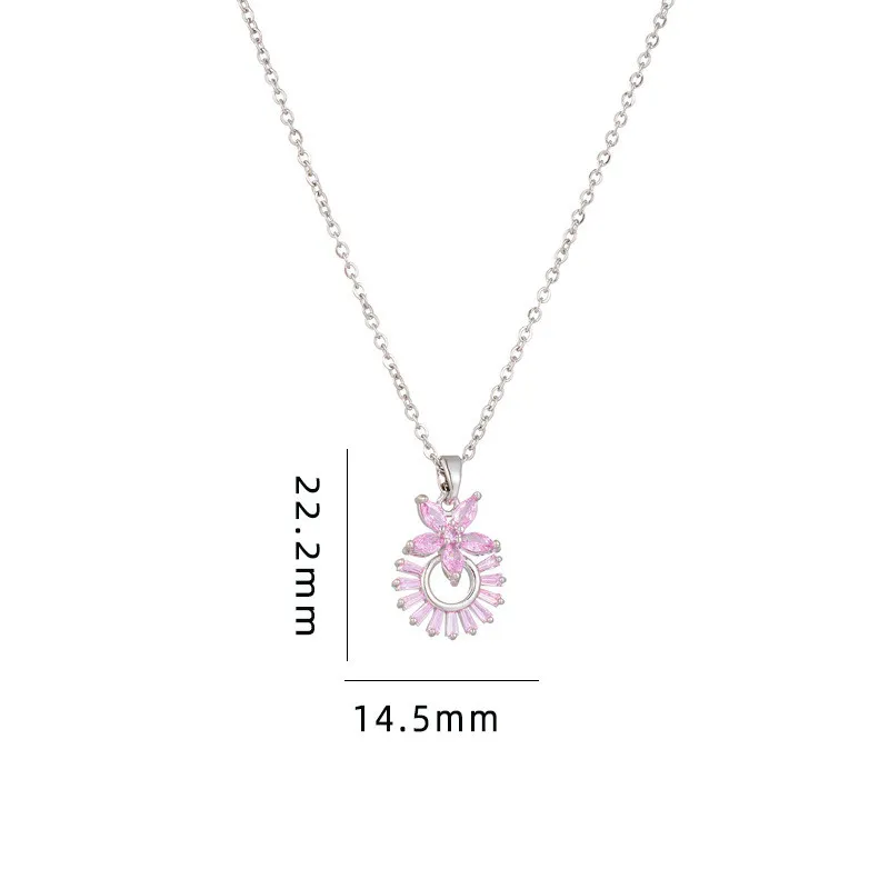 High Grade Zircon Flower Pendant Necklace Stainless Steel Fashion Plant Choker Jewelry Party Gifts For Women Girls