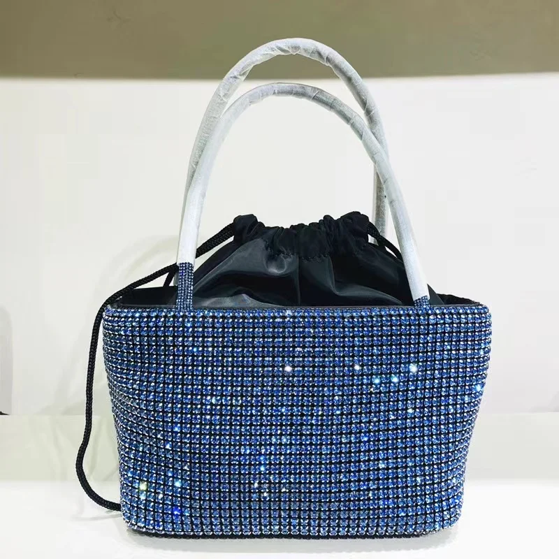 

Luxury Rhinestones Diamond Bucket Bag Glitter Shiny Women's Handbag Evening Bag Wedding Party Clutch Purse Messenger Bag