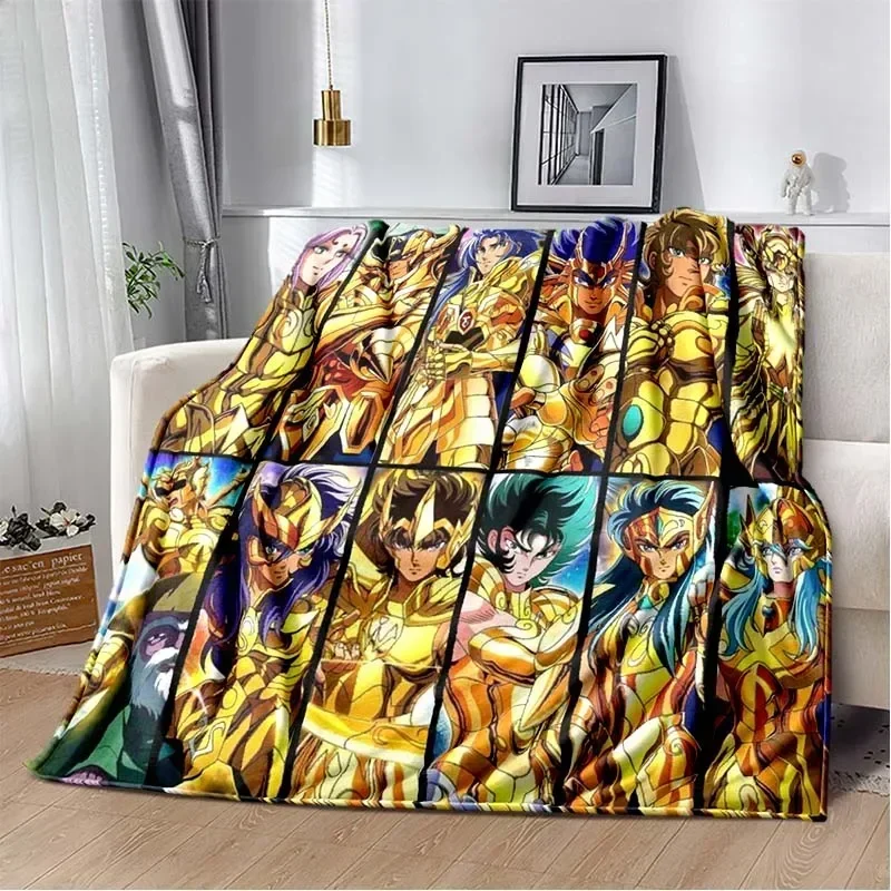 3D Retro Saint Seiya Anime Cartoon Flannel Blanket Soft Cozy Sofa Bed Travel Blanket Child Birthday Gift