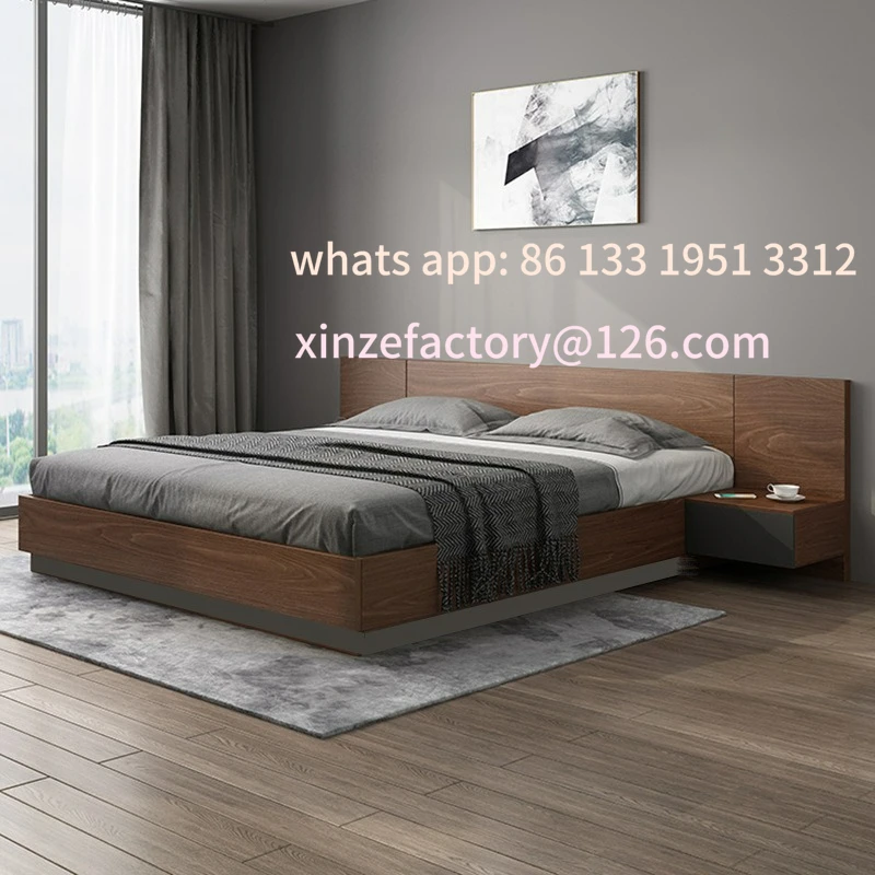 

Customizable storage simple master bedroom 1.8 meters double wooden bed