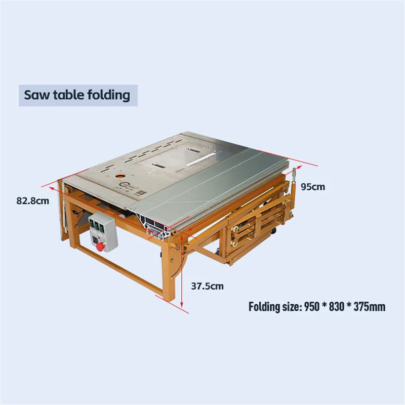 Rocker Arm Sliding Table Panel Saw 45-90 Degree Cutting Machine Multifunctional Folding Woodworking Panel Saw