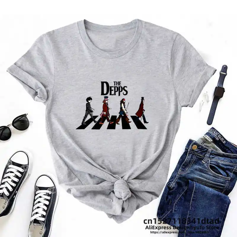 The Depps Johnny Depp Characters Crosswalk T Shirt Funny Woman Edward Scissorhands Magician Pirate Graphic Tshirt Streetwear Tee