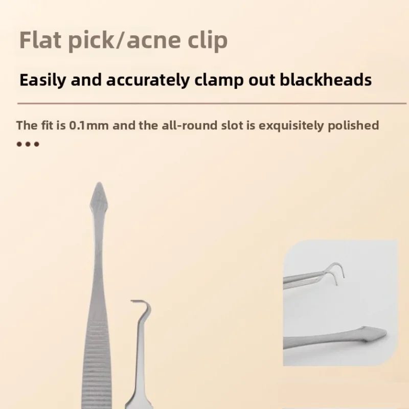 ‌Professional Stainless Steel Acne Tool Kit - Portable Blackhead Remover & Comedone Extractor for Facial Blemish Care