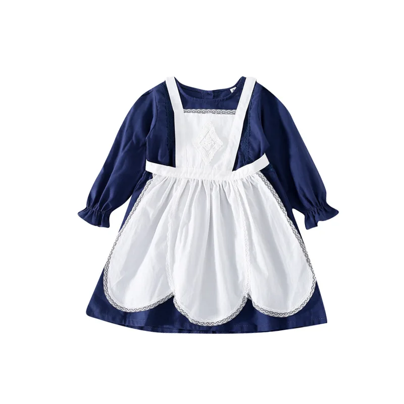 Girls Dress Lace Smock Skirt Set Spring and Autumn New Children's Clothing Children's Long Sleeve Princess Dress2Set