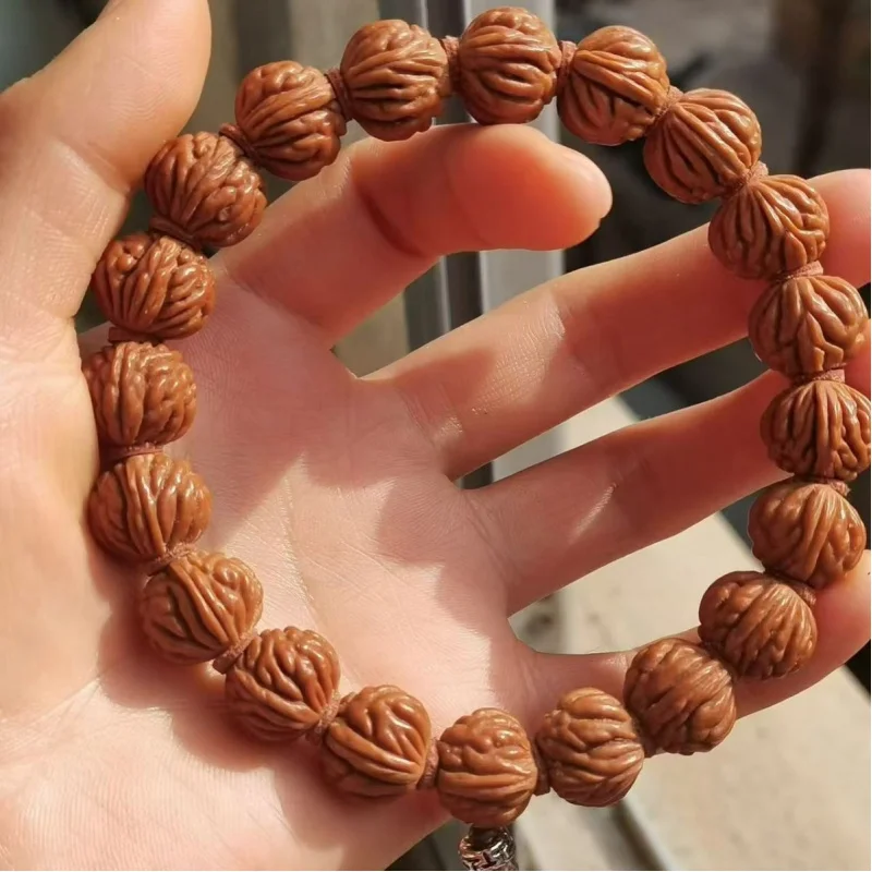 

Premium Dragon Pattern Peach Kernel , Authentic -Quality Wild Golden Cicada Bracelet, Natural High-Oil Buddhist Beads f