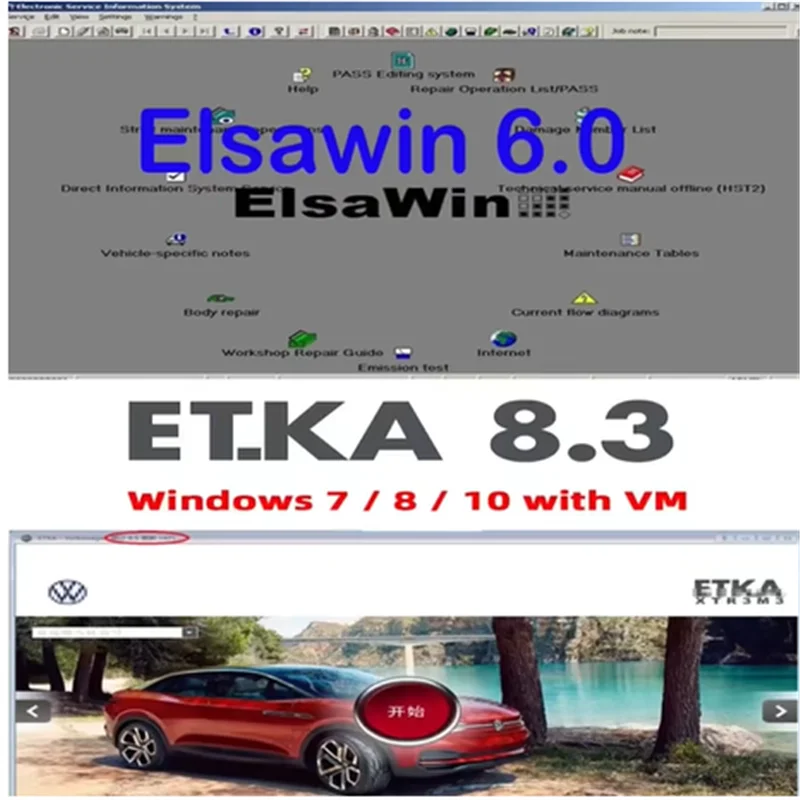 2024 Newest ETKA 8.3 ELSAWIN 6.0 for A-udi for V-W Auto Repair Software Group Vehicles Electronic Parts support so many models