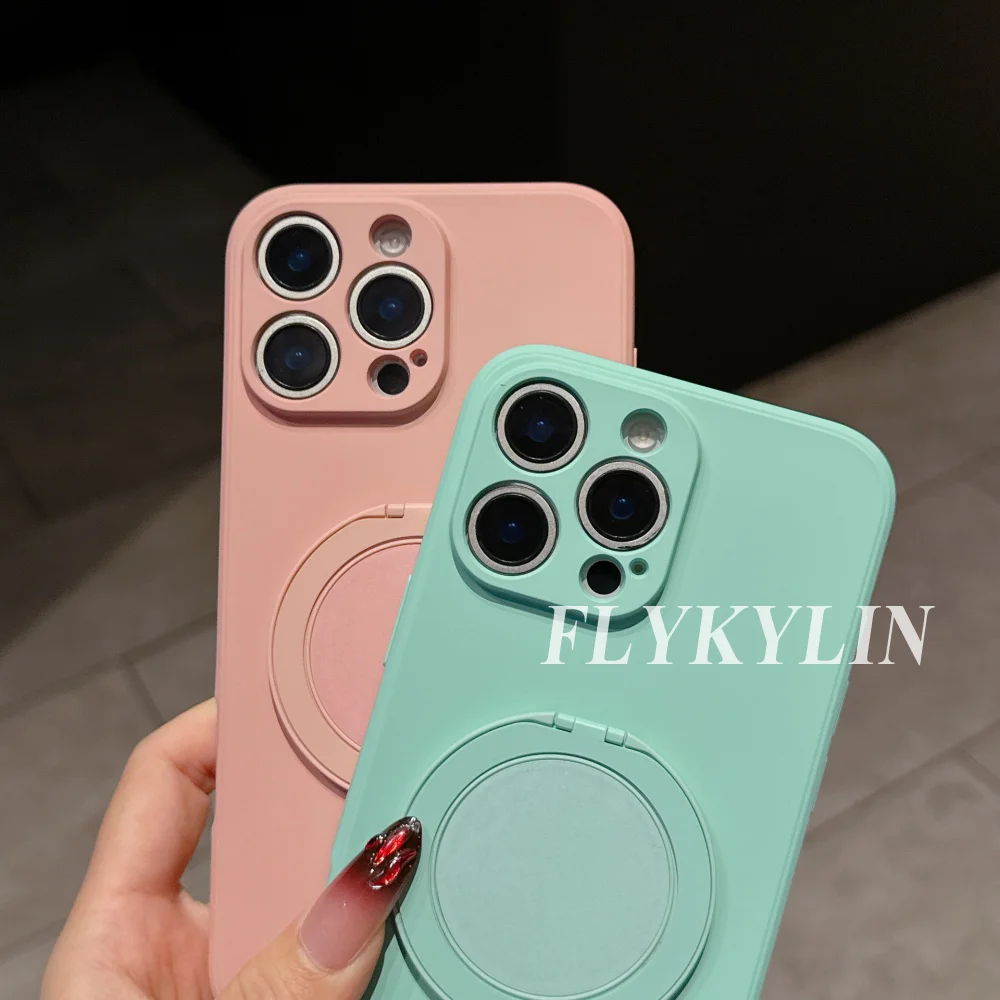 Phone Case For Huawei Pura 70 Plus P60 P50 P40 P30 P20 Pro Mate 70 60 50 40 30 360° Rotate Stand Holder Liquid Silicone shell