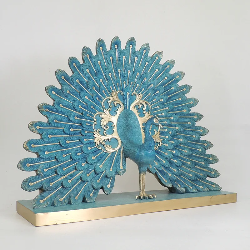 Copper peacock open screen ornament, creative pure copper European decoration 0375 y