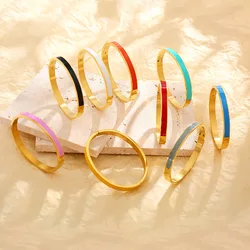 G&D Luxury Colorful Orange Enamel Bangles Bracelets for Women Party Gift Fashion Bangles Original Stainless Steel Jewelry
