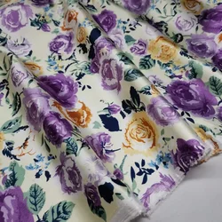 Floral Style Satin Fabric Craft Soft Glossy DIY Lining Material Tissue Polyester Charmeuse
