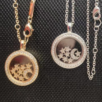 Zircon Star Moon Pendant Necklace for Women, Geometric Celestial Choker Chain Jewelry Gift,  Birthday Valentines