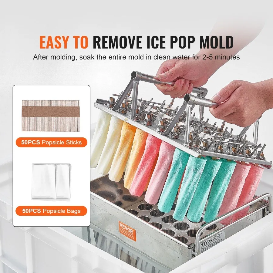 قوالب المصاصة التجارية 40 قطعة قوالب الثلج الأسطوانية المصنوعة من الفولاذ المقاوم للصدأ