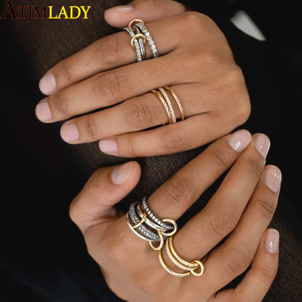 2025 New Fashion Mix Color Multi Pieces Stacking Engagement Band Rings Women Plain Micro Paved 5A CZ Stack Full Finger Jewelry