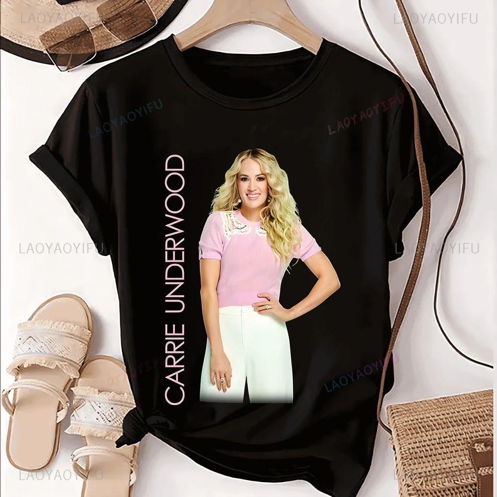 Country Music Singer Carrie Underwood Printed T-shirt Top Carrie Underwood Trend Short-sleeved Unisex Shirt Oversized T-shirt