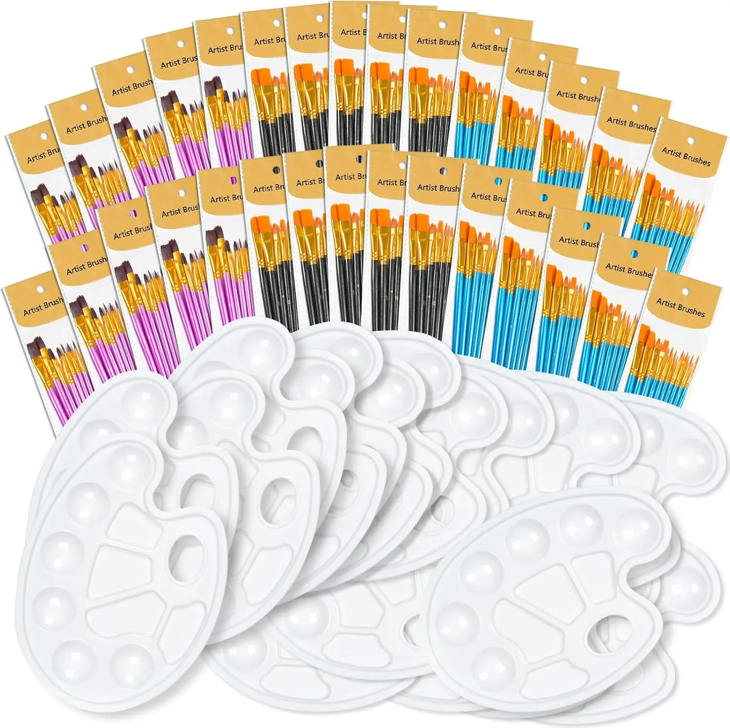 330 Pcs Paint Brush Set, 300 Pcs Paint Brushes, 30 Pcs Palettes to Create Art Painting