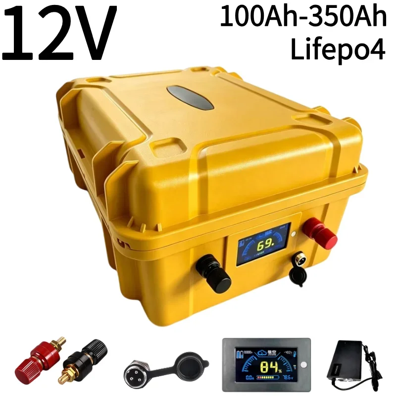 JUN NENG LI 12V Deep Cycle LiFePO4 Battery 100‑350Ah Built‑in BMS Lithium Iron Phosphate for Trolling Motor RV Solar Off‑Grid Ca