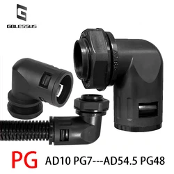 1 Pcs PG Bellows Elbow PP Pipe Joint With External Thread Connected Waterproof Hose Lock 90 Degree Angle AD13 AD18.5 AD21.2