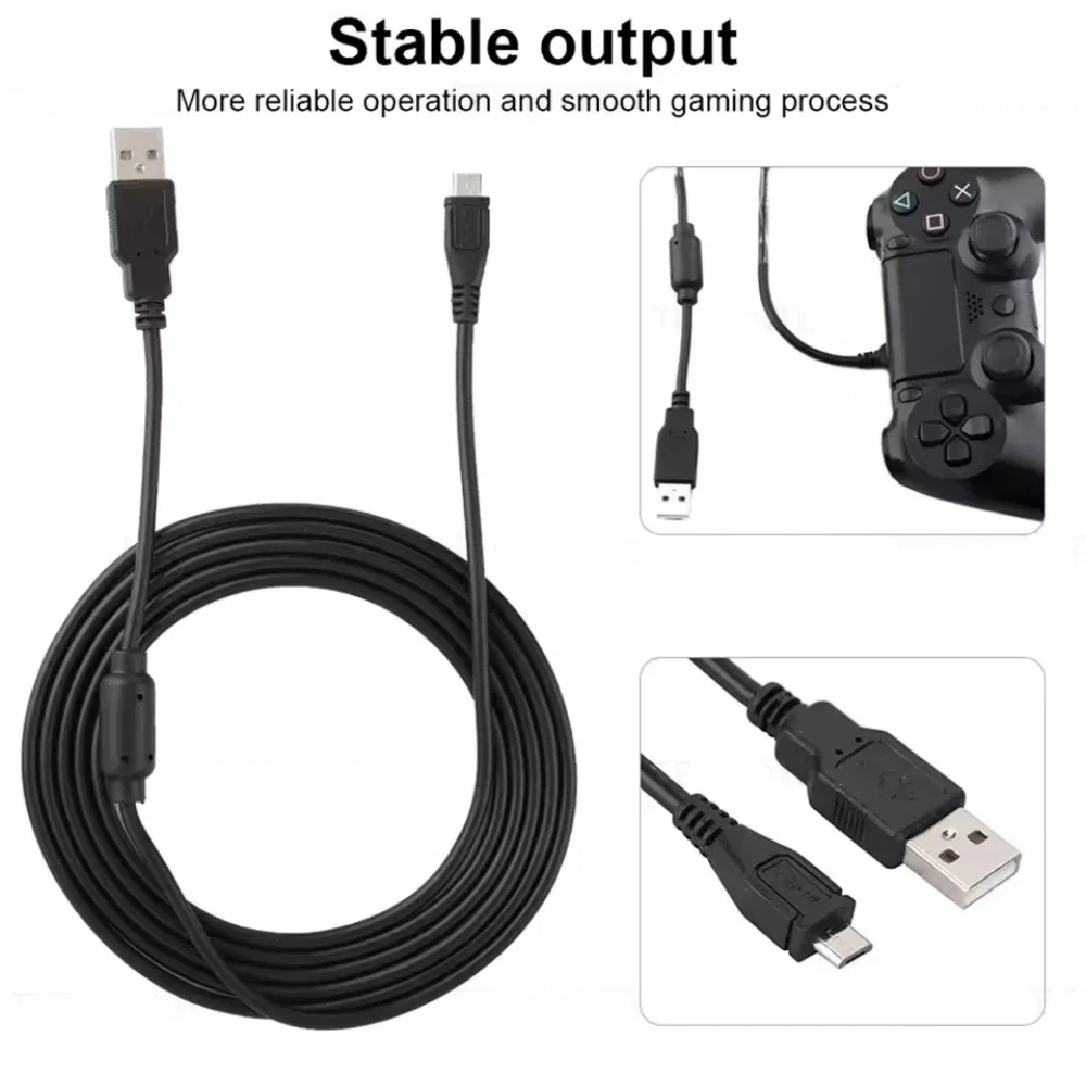 1.8/3M Charging Data Cable For PS4 Controller USB Charger Cable For XBOX S X Gampad Joystick Handle Replacement Cable Power Line