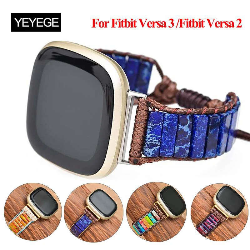 Colorful Natural Stone Bracelet For Fitbit Versa 2 3 Bohemian Watchband Jewelry Women Men Strap For Fitbit Versa 3 Accessories