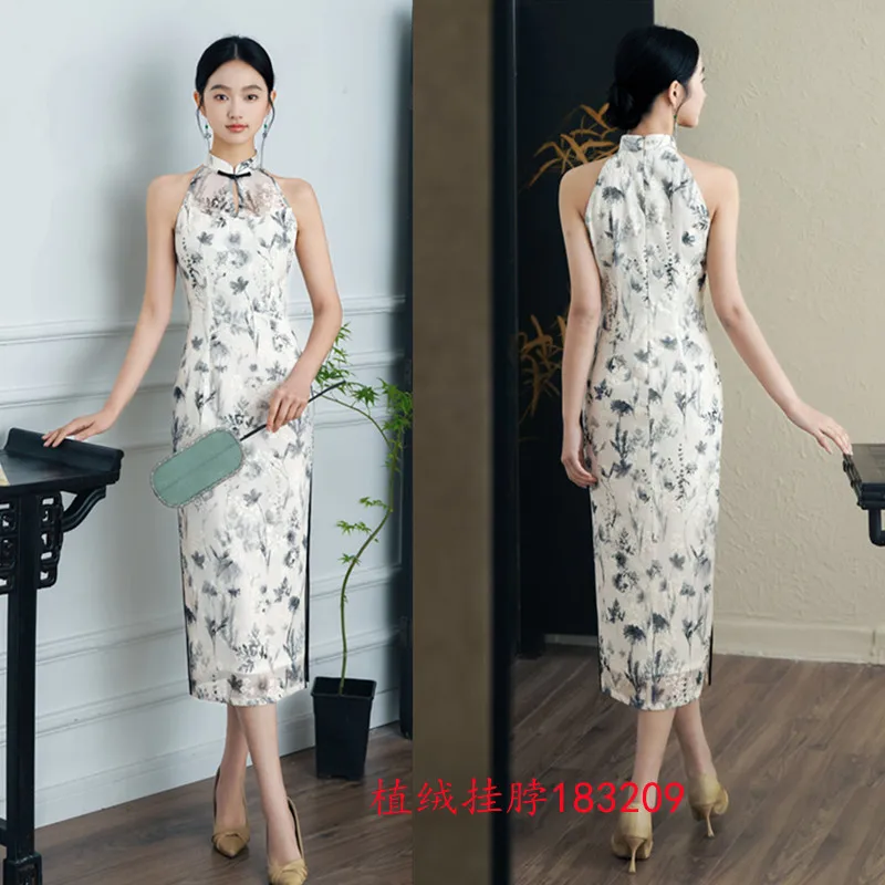 تحسين الموضة النمط الصيني الجديد الرسن الطويل خارج على الكتف شيونغسام تشى باو الربيع والصيف يتدفقون #2