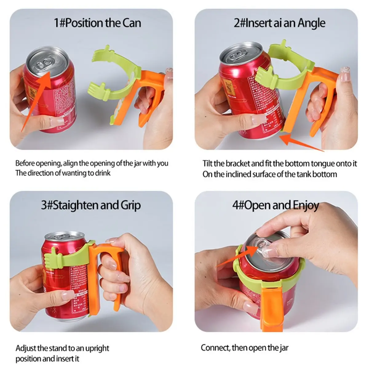 2026 New Soda Can Covers and Holders Set with Handles and Straws, Leak-Free and Grip for Beer Orange Color