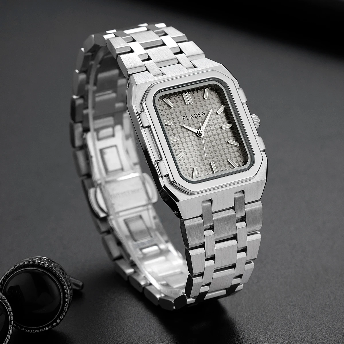 PLADEN NEW Rectangular Business Watches for Men 2025 Fashion Brand Quartz Stainless Steel Band Wristwatch Male Clock For Gift