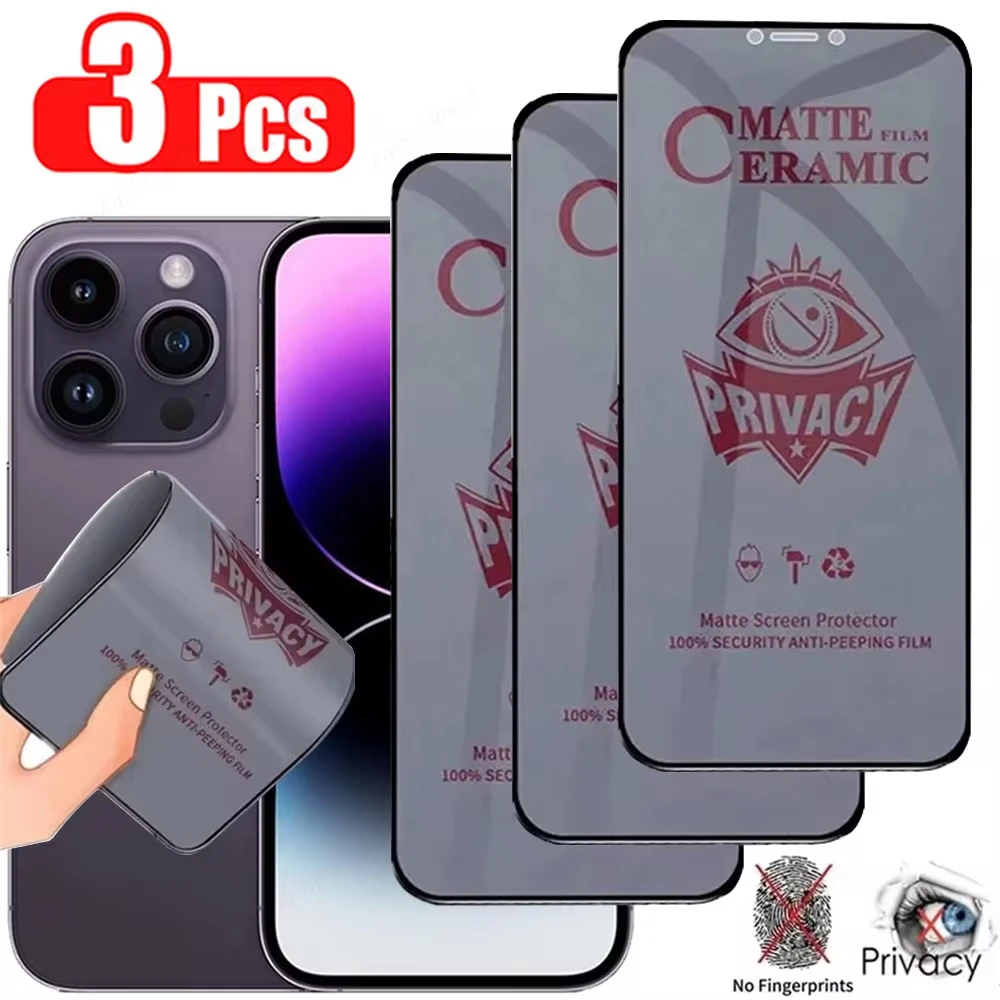 1–3 Stück weiche, matte Sichtschutz-Keramikfolie für iPhone 16 Pro Max 15 14 11 13 12 Displayschutzfolien für iPhone 7 8 6 Plus XS Max XR