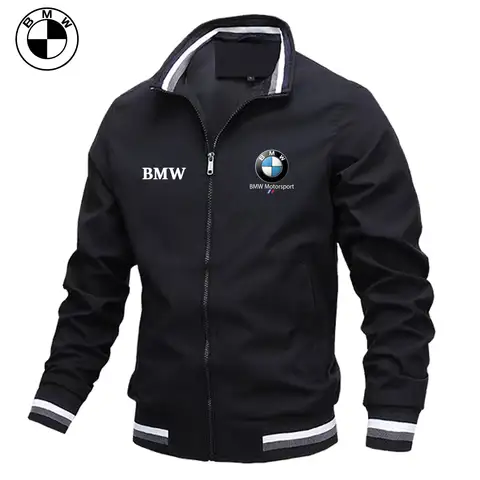 2025 신형 남녀 오토바이 방풍 재킷 BMW 자동차 로고 지퍼 재킷 BMW 프린트 라펠 단색 재킷 남성용