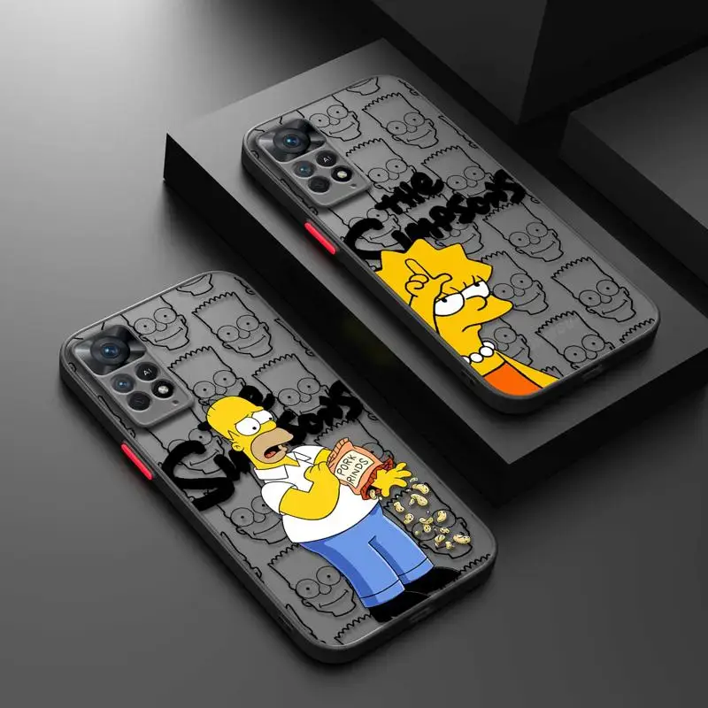 The Simpsons Family Phone Case For Redmi Note 11 12 13 9 8 Pro Plus 10 Lite 7 8T 9S 12S A2 Hard Matte Shell Silicone Frame Funda