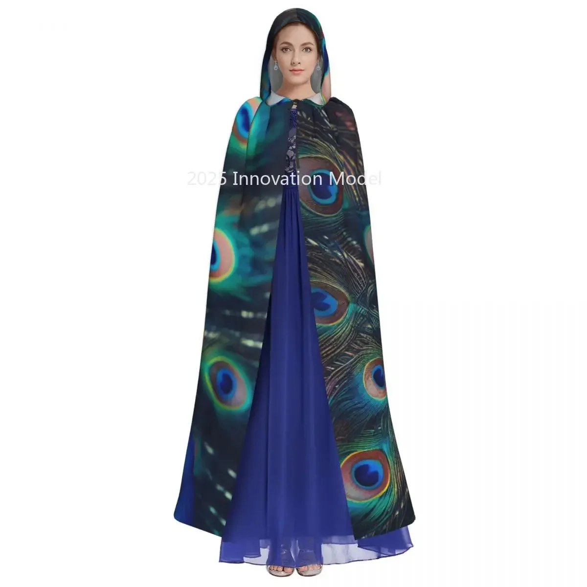 2025 신상 공작 깃털 망토 후드 중세 의상 마녀 위카 뱀파이어 할로윈 코스튬 드레스 코트