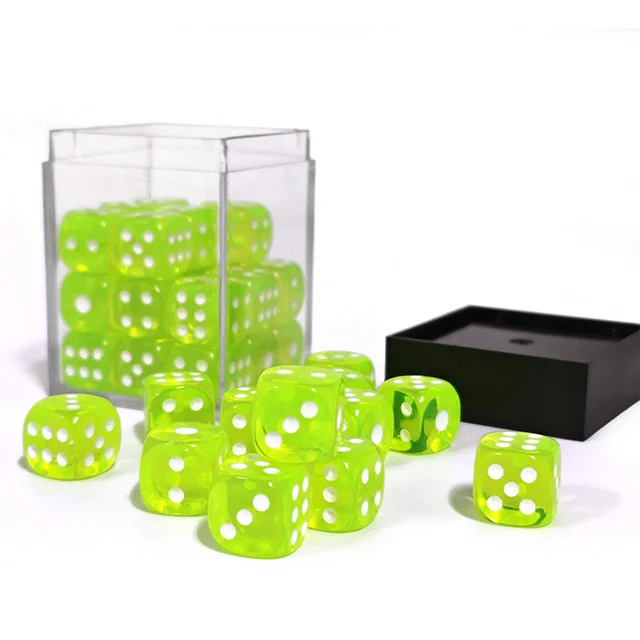 36Pcs/set Acrylic 12MM D6 Dot Dice Multi-Color Transparent Round Corner Games Dice for Bar KTV Club Gambling Drinking Games Dice