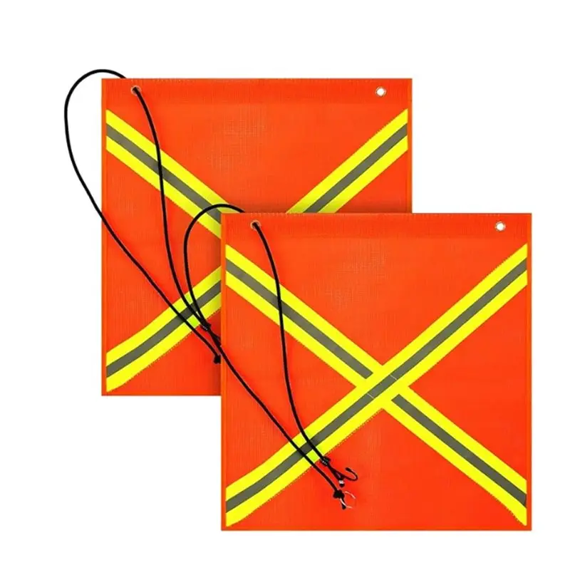 【RECOMENDAR】Weather Proof 18 X 18 Inch Safety Flag 2 Pcs Mesh Warning Flag With Grommet, Bungee Cord And Reflective Strips