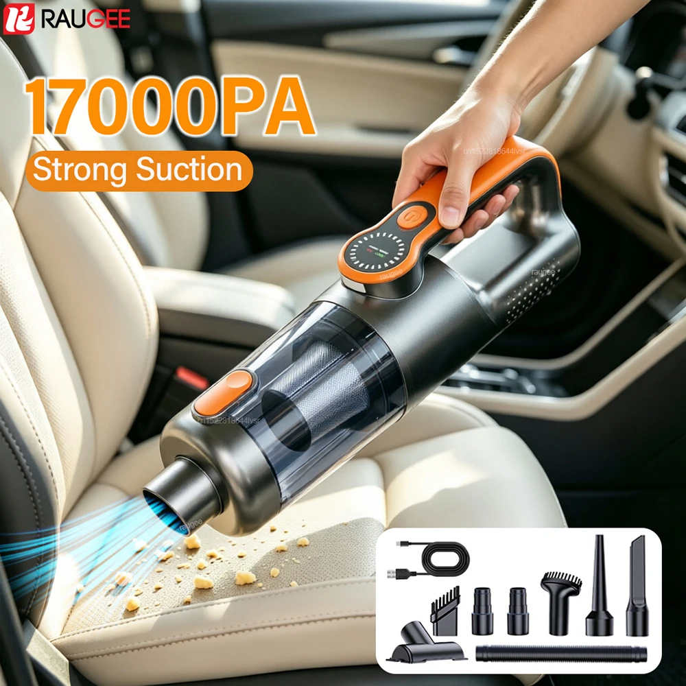 車用掃除機ポータブルワイヤレス掃除機usb充電式17000pa強力吸引ハンドヘルド車用掃除機ブロワー
