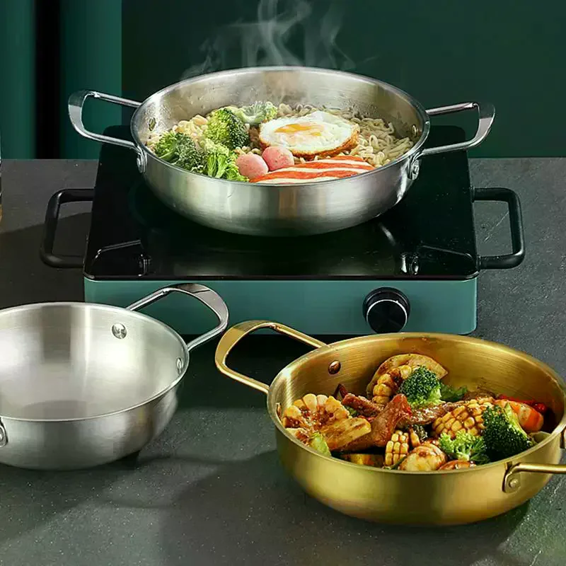 Pot Stainless Steel Food Grade With Dual Handles For Home Commercial Use Hot Pot Seafood Ramen Dry Pot