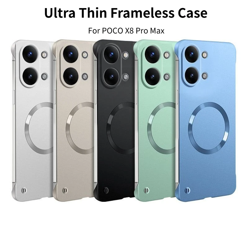 Luxury Slim Metallic Paint Case For Xiaomi Poco X8 Pro Max X7 F8 Ultra F7 Pro M8 Pro F6 X6 Magnetic Shockproof Frameless Cover