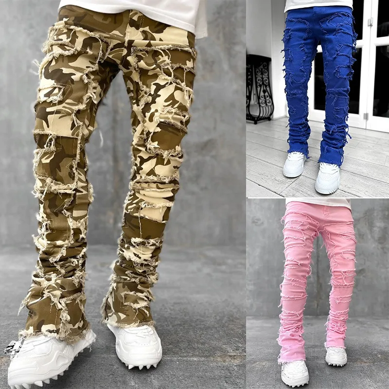 

Spring Autumn Men Pink Jeans Pants Hip Hop Y2K Jeans US EURO Men's Trousers Clothing ropa hombre