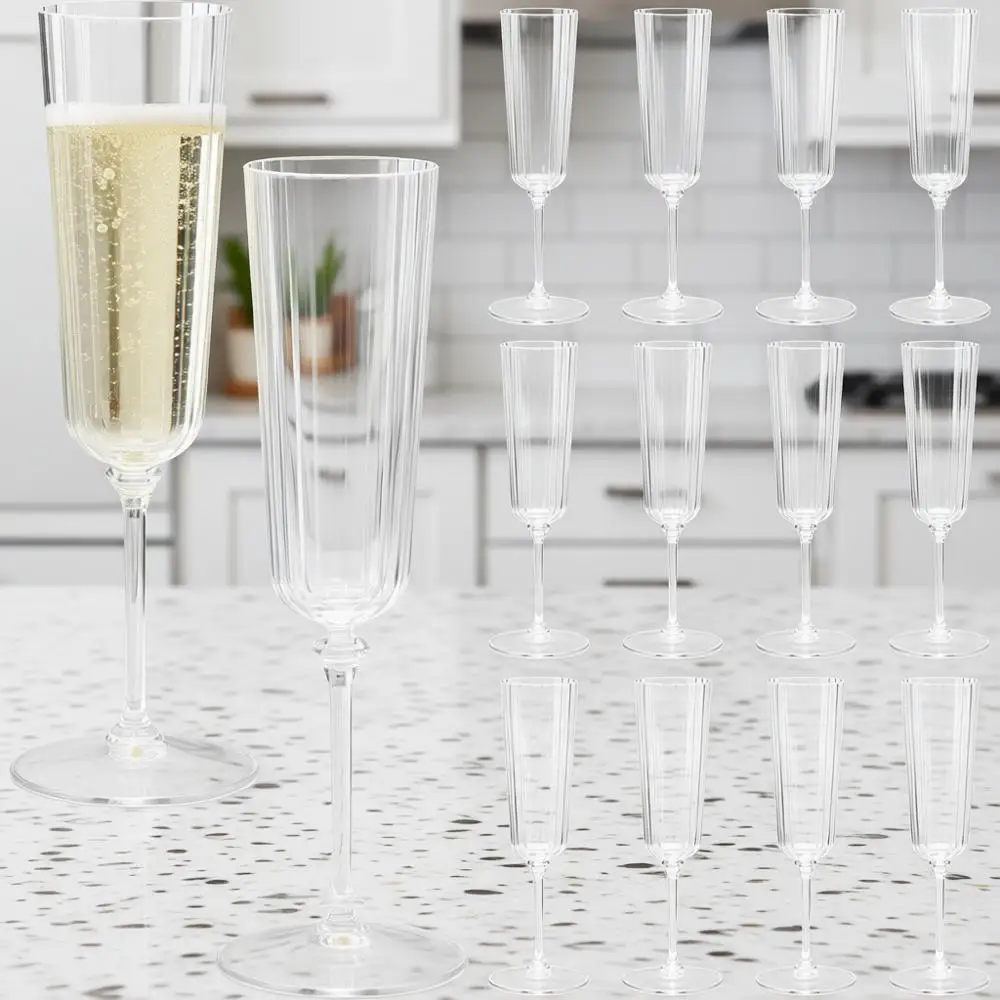 

Прозрачные акриловые бокалы для шампанского, 6 унций, с полосатым узором, съемные, одноразовые стаканы для коктейлей, многоразовые бокалы для вина для коктейльных тостов