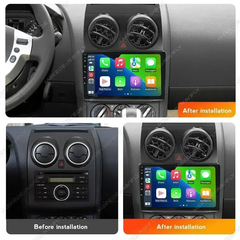 Android 14 Radio Stereo for Nissan Qashqai 1 J10 2006 - 2013 CarPlay Auto Intelligent Systems Multimedia Player GPS Navigation