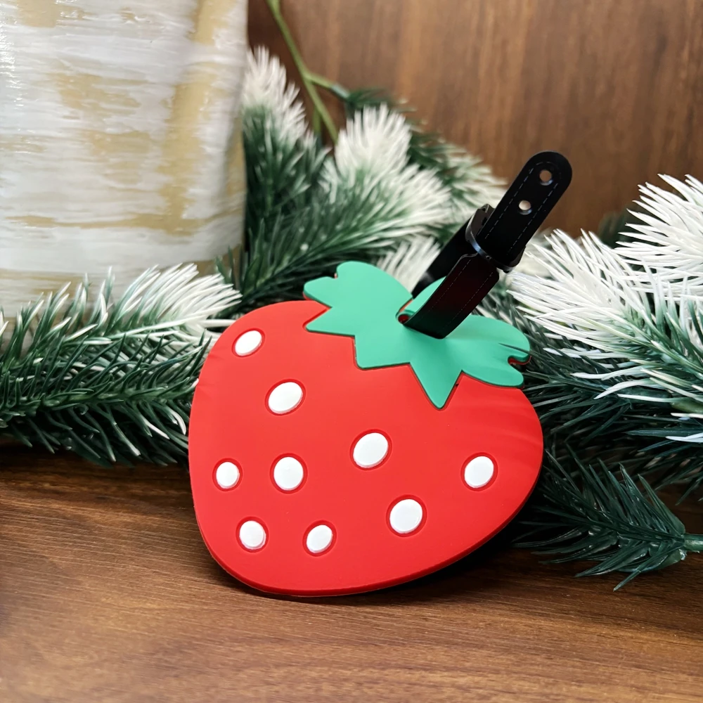 1pc Strawberry Luggage Tag Fruit Luggage Address Label Waterproof and Loss proof Travel Bag Accessories Gift
